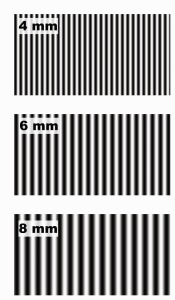 Figure 8b: Illustration of the grating texture at 3 different spatial frequencies.